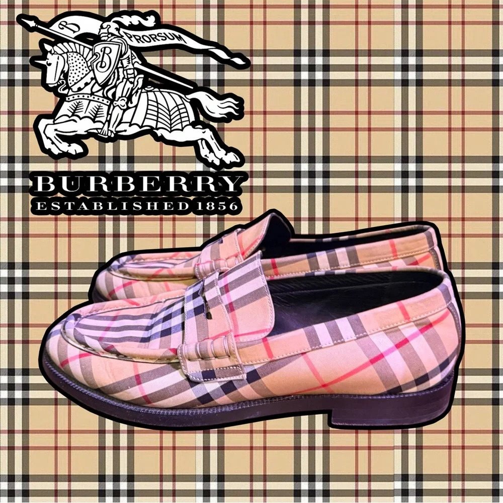 Burberry Vintage Check Panel Penny Loafers — Size 42 (Made in Italy) US 9.5